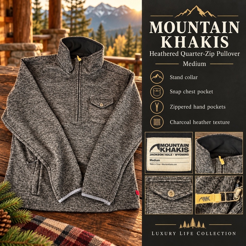 Mountain Khakis Mens Medium Quarter Zip Fleece Pullover Sweater Heather Gray